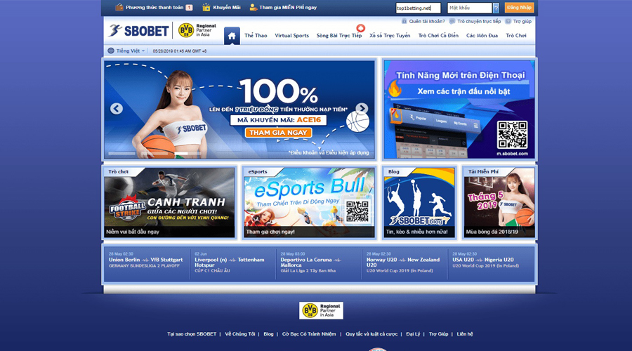 Nhà cái cá cược bóng đá Online SBOBET